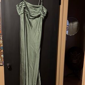 Abercrombie & Fitch Light Sage Green Pleated Bodice Maxi Dress